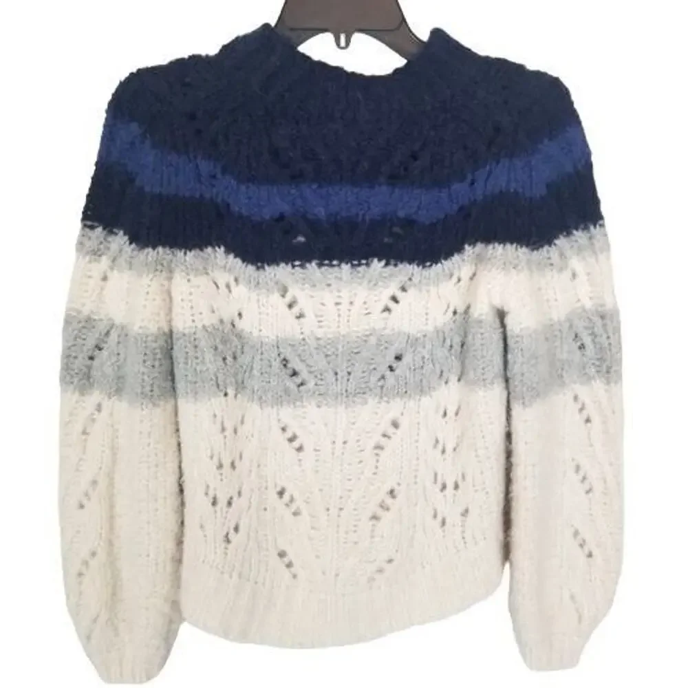 J. Crew Point Sur Womens Wool Alpaca Pointelle Knit Sweater S Cabin Colorblock